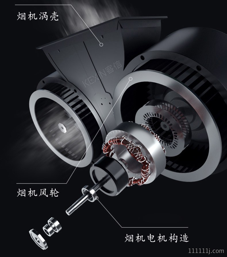 抽油烟机双电机双风轮内部结构