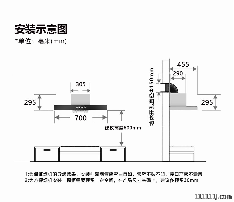 油烟机安装示意图